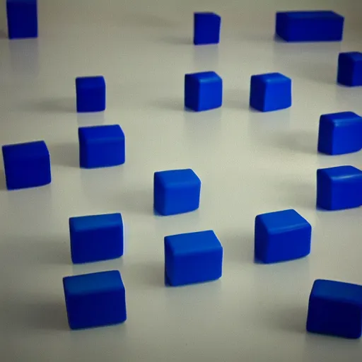 Prompt: 1 blue cube on white studio floor, soft light