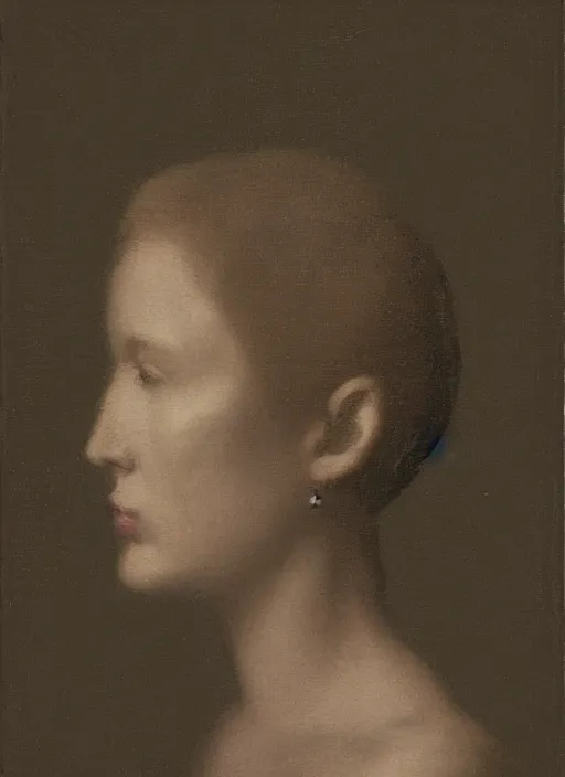 Prompt: a woman's face in profile, made of geode, in the style of the Dutch masters and Gregory Crewdson, dark and moody