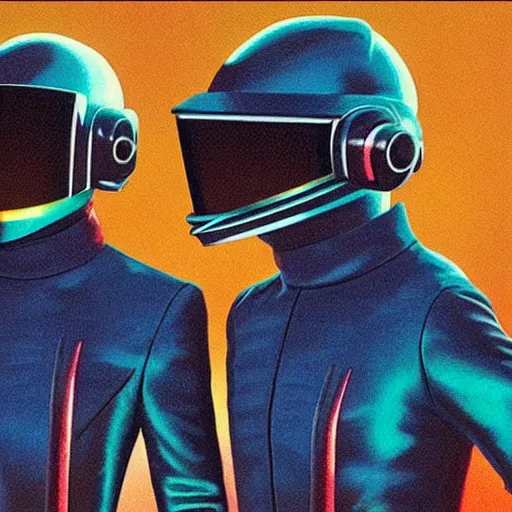 Image similar to lizards in daft punk costume painted by barclay shaw