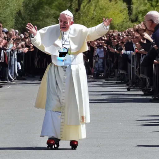 Image similar to the pope on roller skates