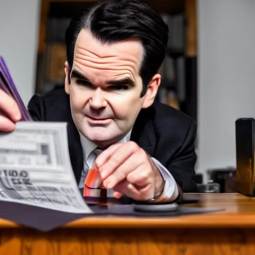 Image similar to close up of jimmy carr paying his tax return caricature
