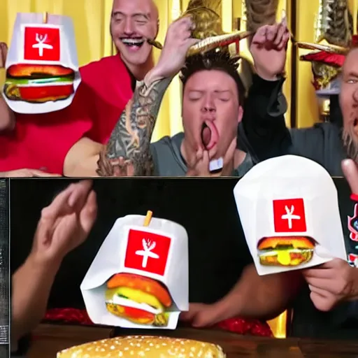 Image similar to Crowning of the new “Burger King” Masonic ritual demonstrated by Guy Fieri YouTube clickbait