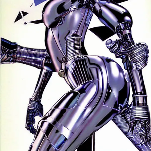 Prompt: retro robot woman drawn by sorayama