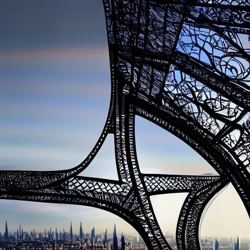 Prompt: alternative eiffel tower structure by architect zaha hadid