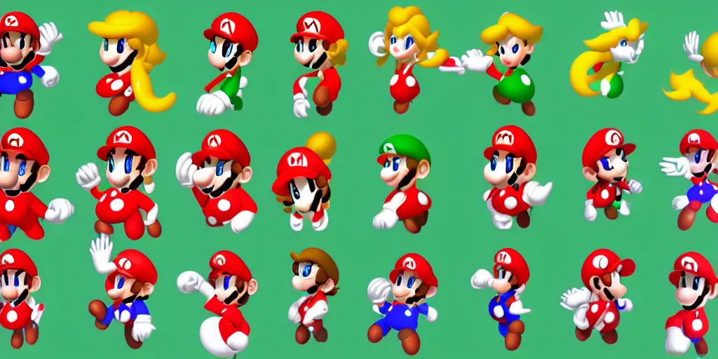 Image similar to sprite sheet of a girl character in mario