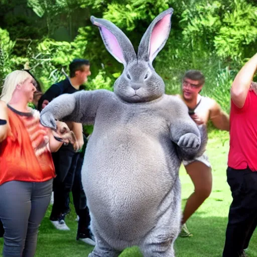 Image similar to big chungus dancing at a party