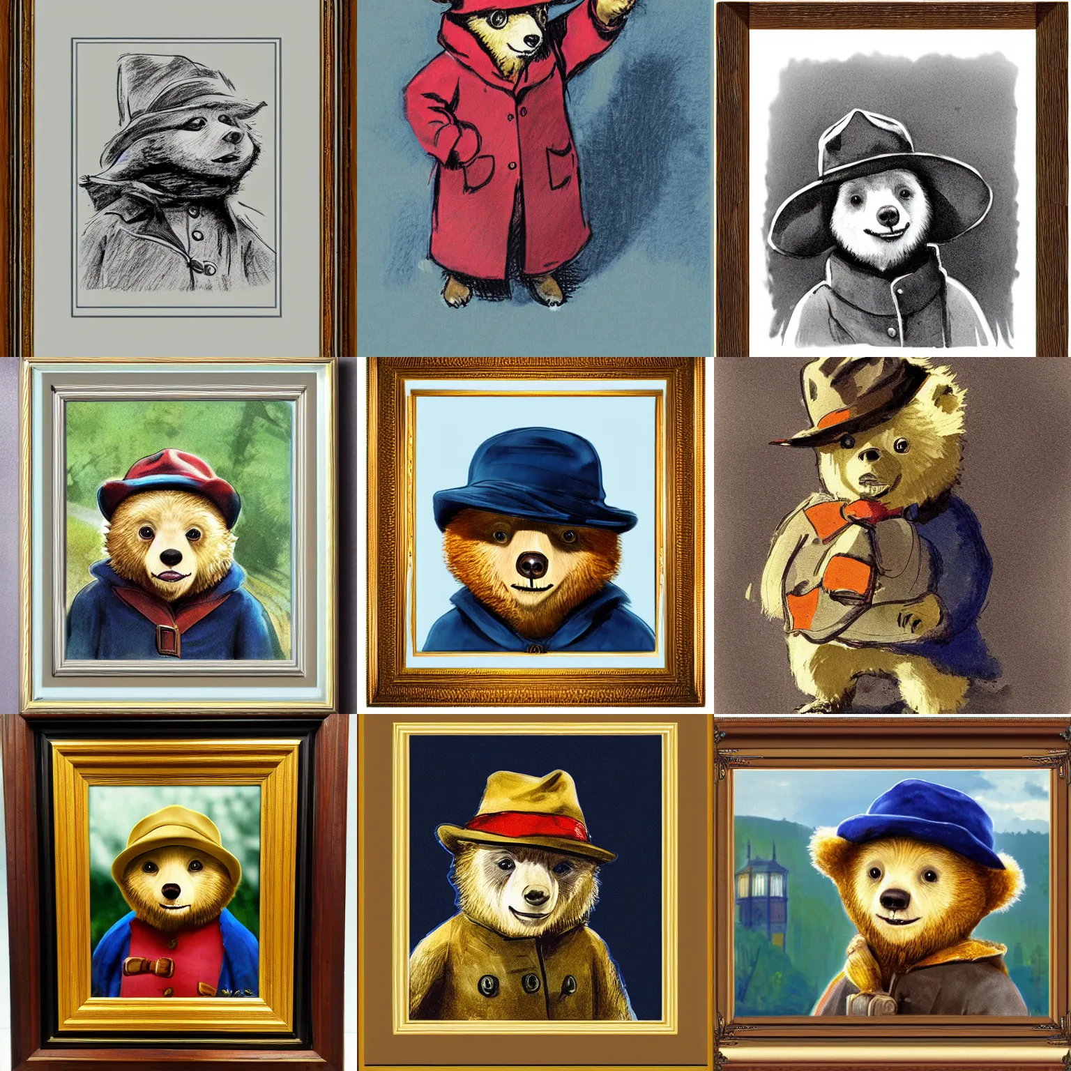 Prompt: a frames picture of paddington bear in the style of anders zorn