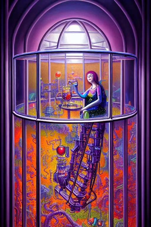 KREA - a photorealistic painting of the transparent glass diamond isometric  nightmare machine by johfra bosschart, lisa frank, dark fantasy art, high  detail, trending on artstation