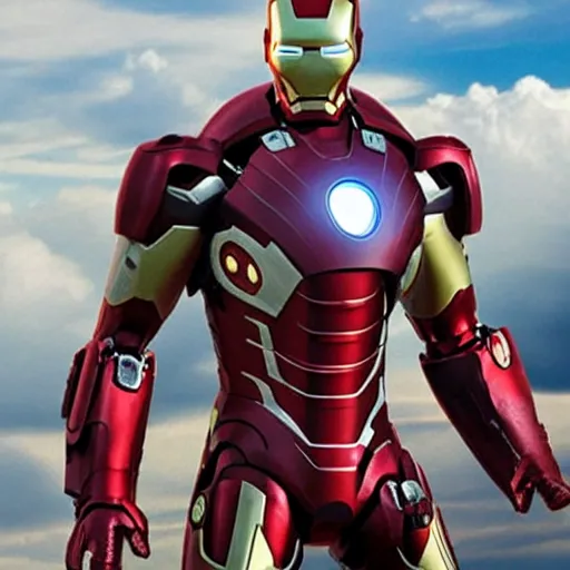 Image similar to obama in ironman suit in powerful pose, photorealistic