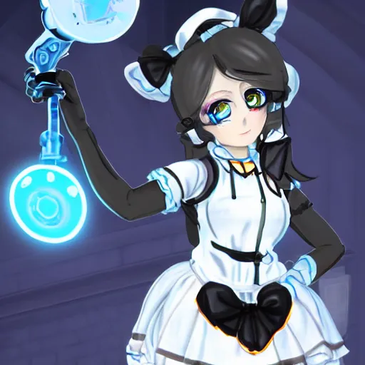 Prompt: portal GLaDOS in a maid outfit