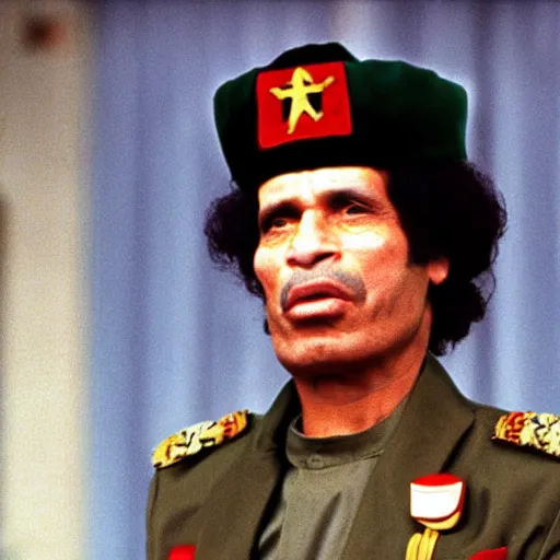 Prompt: A still of Muammar Gaddafi in Full House (1987)