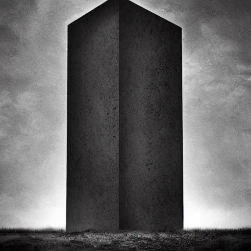 Prompt: a bleak monolith or mirrors into extended agony