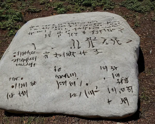 Prompt: photograph of a programming language carved into a stone tablet