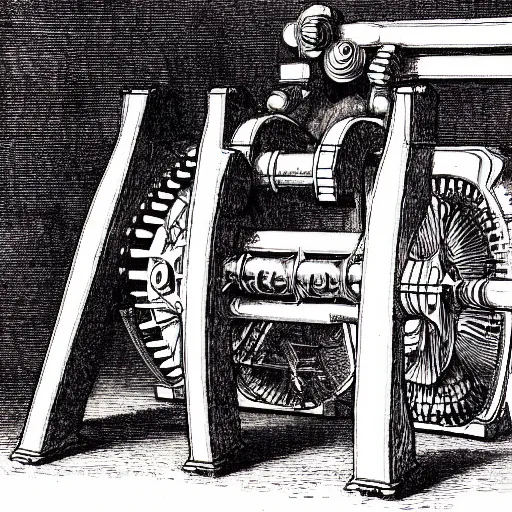 Image similar to really weird obnoxious complex machinery, in renaissance style, da vinci drawing style