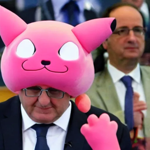 Prompt: half Jigglypuff half François Hollande