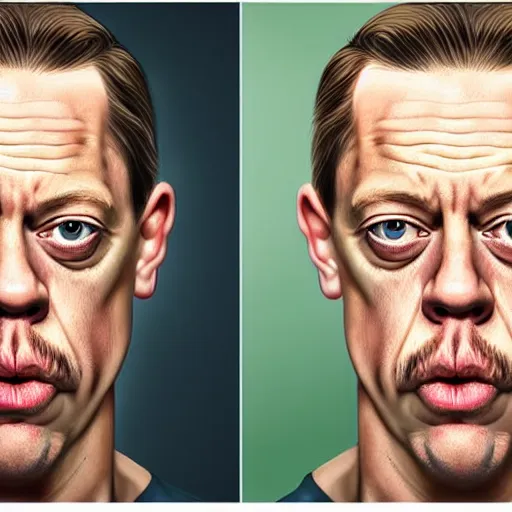 Image similar to photo portrait mugshot of the lovechild of john cena and steve buscemi from new jersey, realistic, hyperrealistic, 8 k resolution, hd quality, very detailed, highly detailed, intricate details, real life, real world, trending on artstation, digital art, really realistic, very realistic, headshot, head in frame, stock image, mugshot