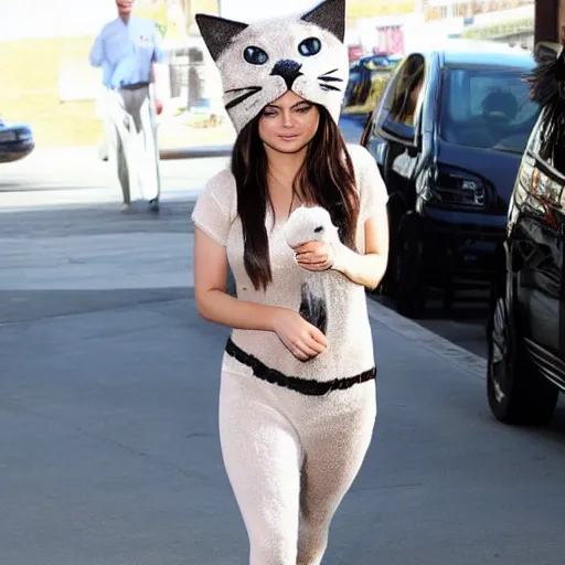 Image similar to Mila Kunis in a cat costume