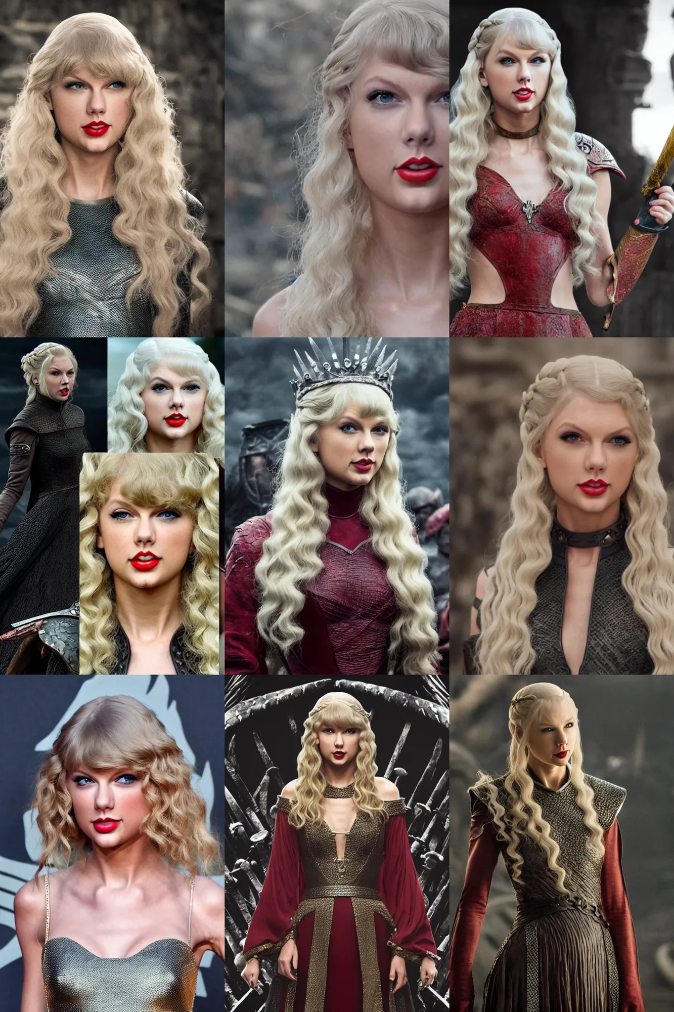 Prompt: taylor swift as a targaryen queen, still from game of thrones