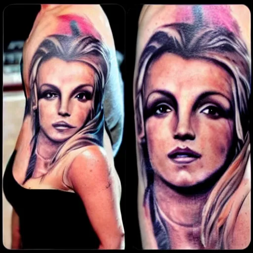 Prompt: tattoo of britney spears realistic