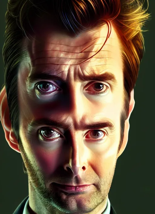 Prompt: portrait of david tennant as the tenth doctor from doctor who wearing a party hat, intricate, elegant, glowing lights, highly detailed, digital painting, artstation, concept art, smooth, sharp focus, illustration, art by wlop, mars ravelo and greg rutkowski