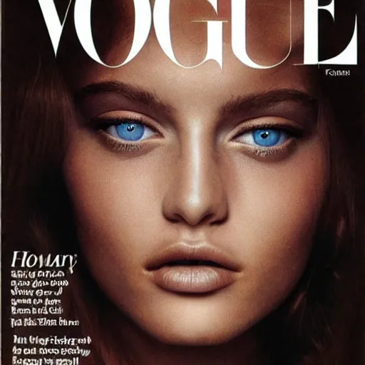 Image similar to the most stunning eyes gazing into the camera female supermodel, vogue magazine photo