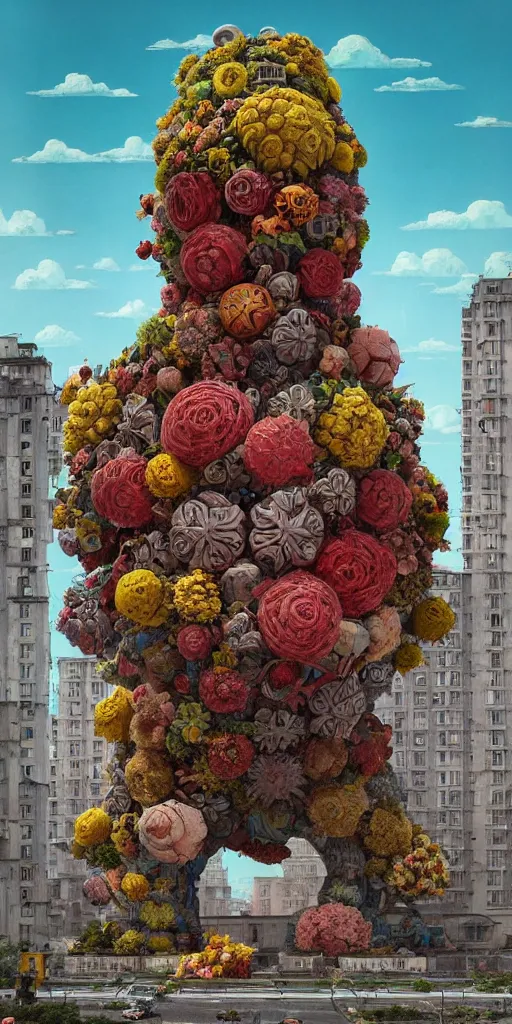 Prompt: colossal grotesque flower made from unfulfilled communist dreams in the middle of abandoned early soviet constructivist cityscape, Stalinist architecture, ultradetailed, Intricate by Hayao Miyazaki and Josan Gonzalez and Makoto Shinkai and Giuseppe Arcimboldo and Wes Anderson