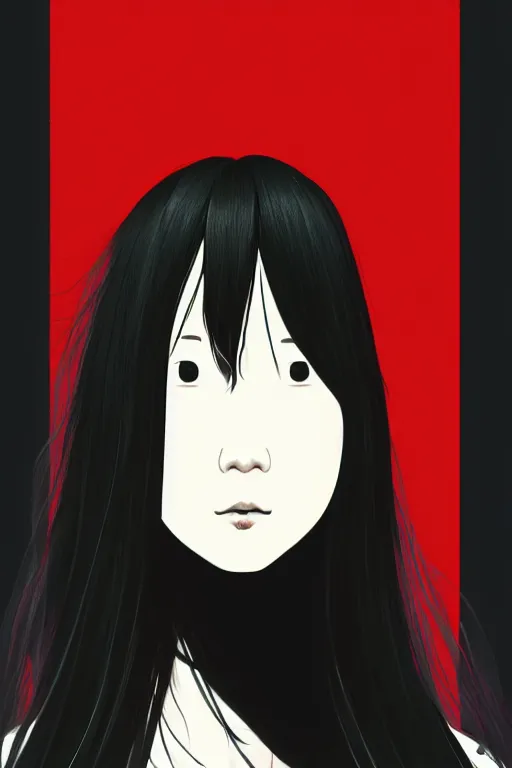 Image similar to sadako, pop art, asymmetrical, high details, digital painting, artstation trending, concept art, smooth, sharp focus, illustration, intecrate details, art by richard hamilton and mimmo rottela, pixels art by paul robertson