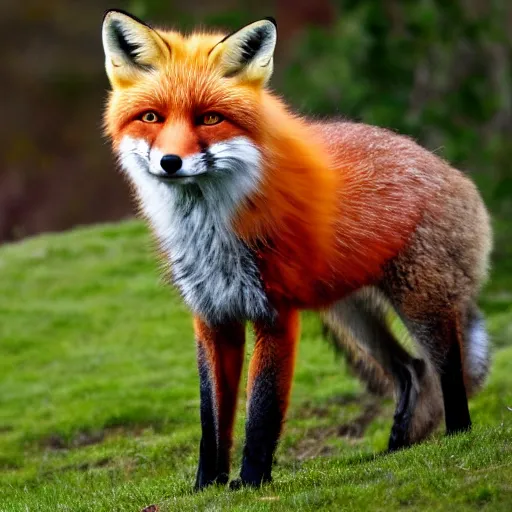 Prompt: red fox, in a northface drip jacket, realistic