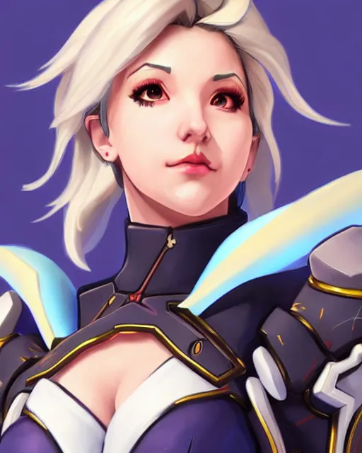 Prompt: mercy from overwatch, character portrait, portrait, close up, concept art, intricate details, highly detailed, in the style of realism