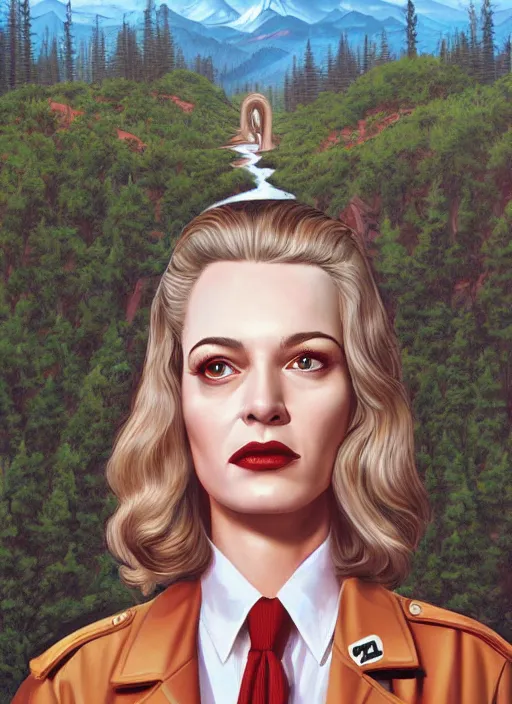 Image similar to twin peaks movie poster art by gabriel picart