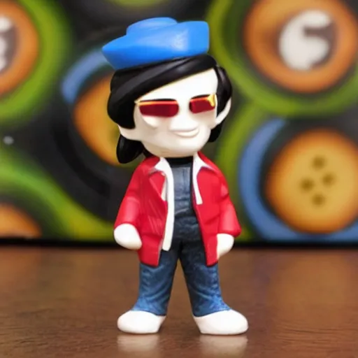 Prompt: cringepunk fumbling collectible vinyl miniature toy sideburns