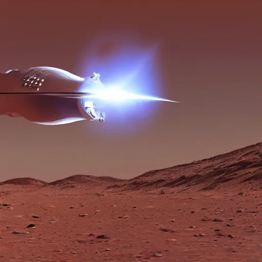 Prompt: Concept art of a cat styled Space X Starship landing on the Mars, photorealistic, 4k