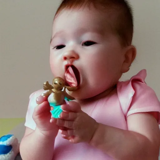 Prompt: Angelbaby eating a polypop
