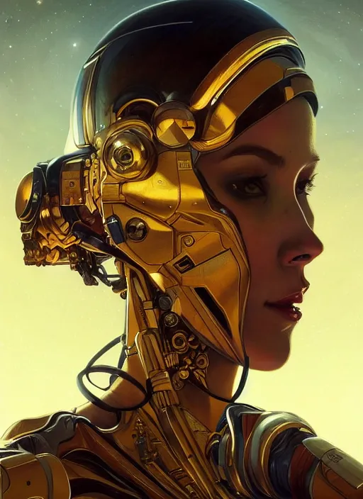 Image similar to psychoslayer, woman astronaut, intricate abstract. being entered by machine, portrait, highly detailed, deep focus, elegant, golden hour, elegant, highly detailed, digital painting, artstation, concept art, smooth, sharp focus, illustration, art by artgerm and greg rutkowski and alphonse mucha