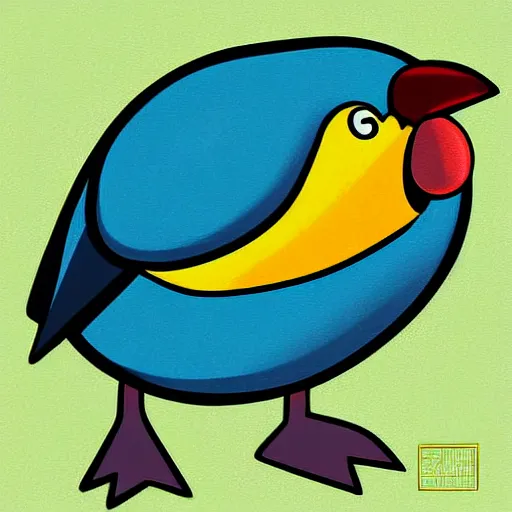 Prompt: fat bird with two pipes coming out of its head steam coming out of each pipe, by ken sugimori, digital painting