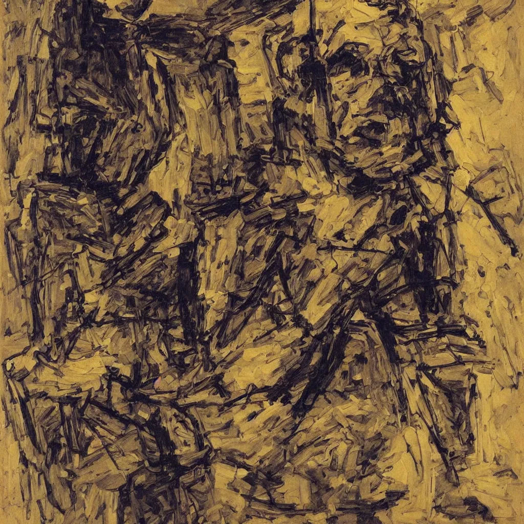 Prompt: a man by frank auerbach