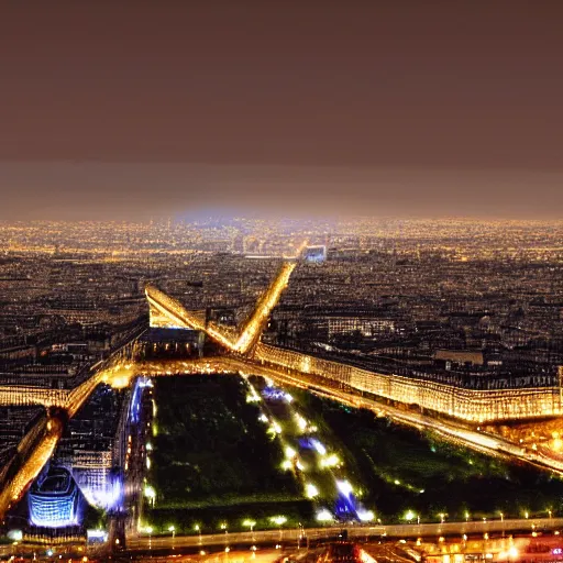 Image similar to award winning photo of paris at night, realistic photo