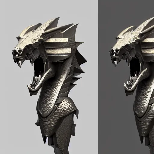 Image similar to stunning bust of a beautiful female knight, but as an anthropomorphic female dragon, well designed cute female robot dragon head, well armored, sharp claws, HD octane render, fantasy, Artstation, Deviantart, Furaffinity