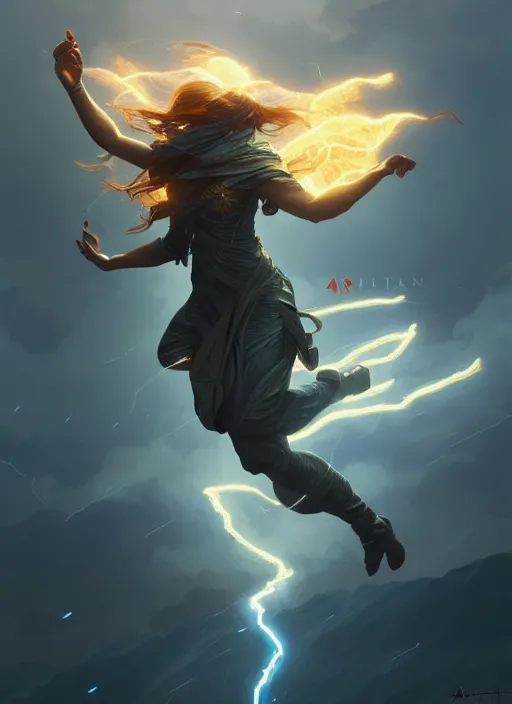 Image similar to an air elemental throwing a lightning bolt, intricate, brutal, highly detailed, digital painting, artstation, concept art, smooth, sharp focus, illustration, art by artgerm and greg rutkowski and alphonse mucha, 8 k