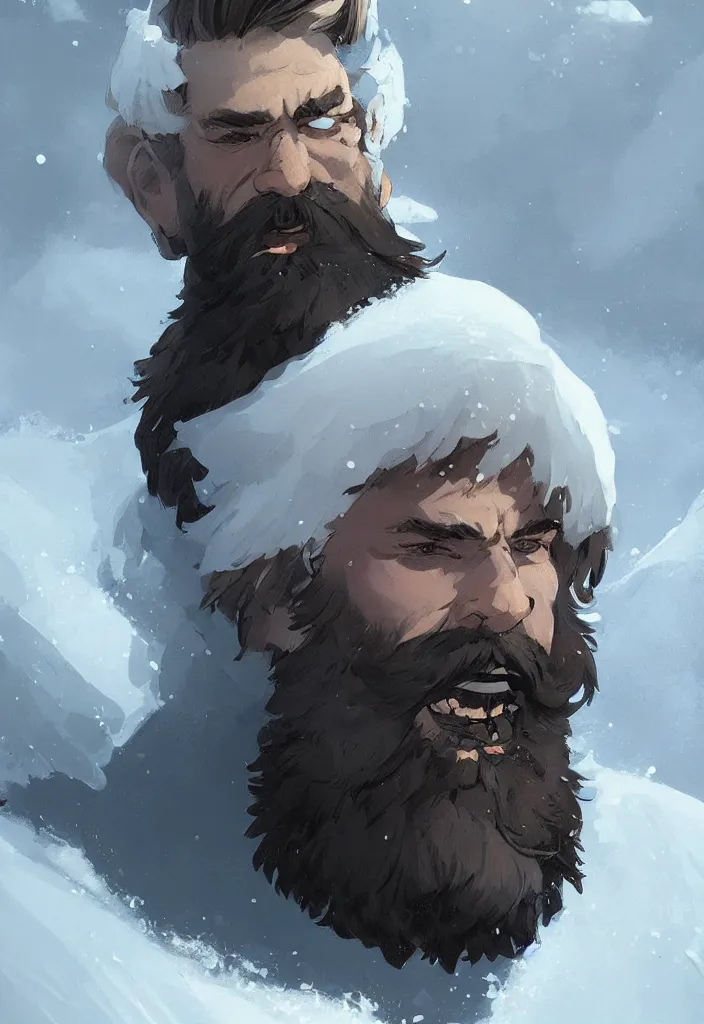 Prompt: a beard made of ice and snow, concept art in style of Greg Rutkowski, ultracrisp, high contrast lighting, John Singer Sargant, ilya kuvshinov, painted by Frank Frazetta, trending on artstation!!