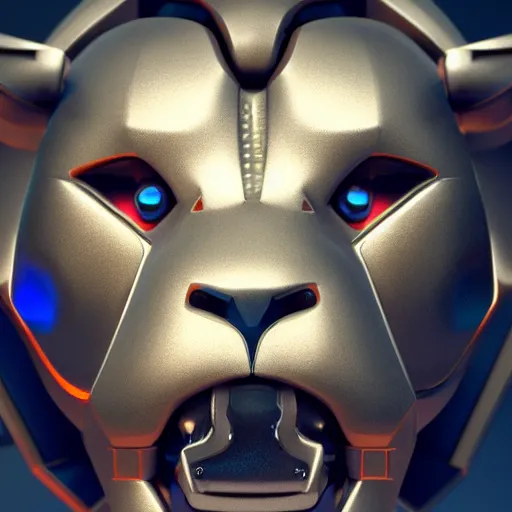 Image similar to a futuristic robot lion, high detail, 4 k, octane render