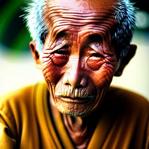 Image similar to photograph of an old japanese man, photograph by steve mccurry