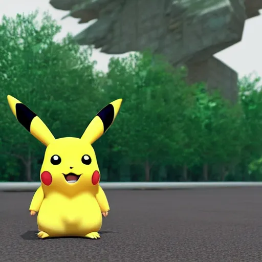 Prompt: a pikachu by studio ghibli, 3 d render, realistic