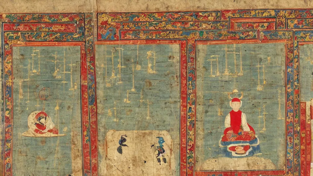 Prompt: Online imageboard from 16th century Mongolia, screenshot