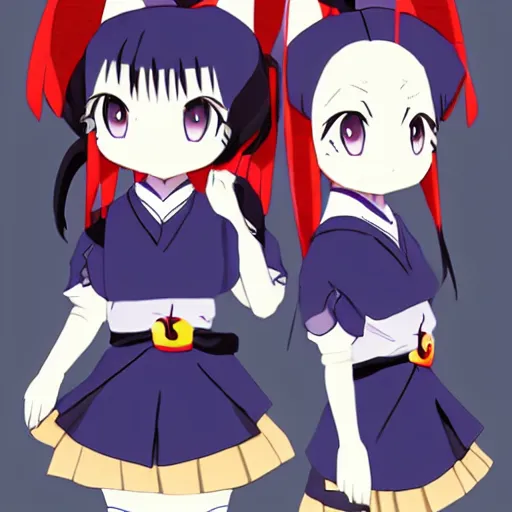 Image similar to cute anime ninja school girl in the style of katanagatari, kuudere, expressionless