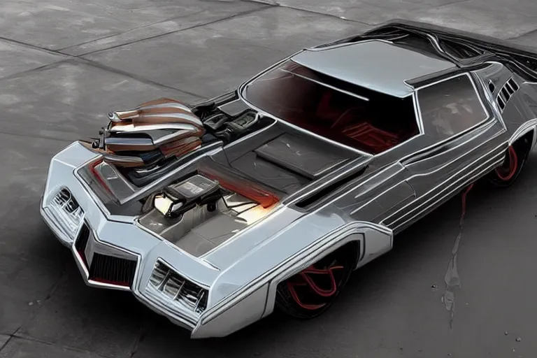 Image similar to cyberpunk version of a 1 9 7 2 buick riviera