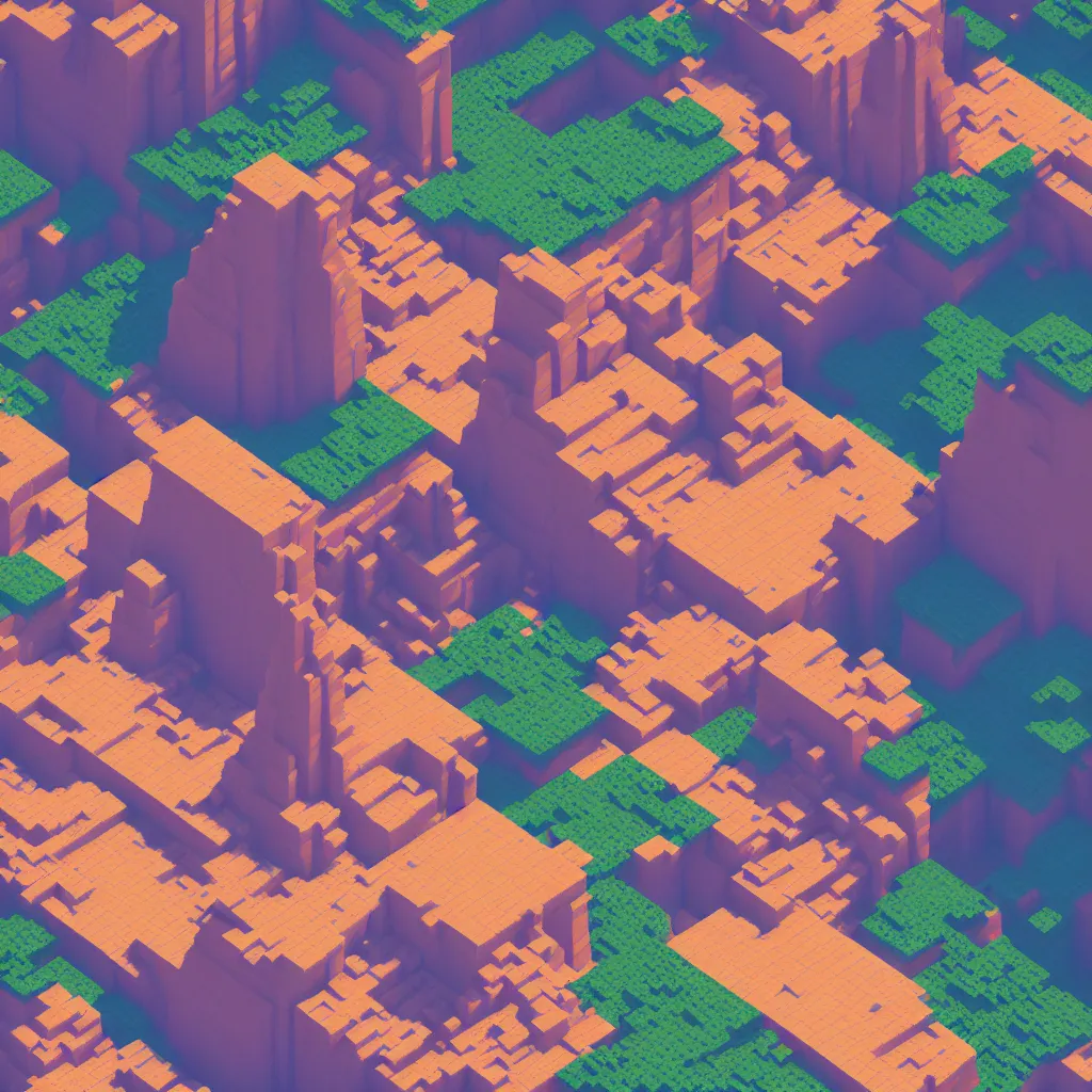 Image similar to voxel art of giant floating triangular monolith in valley by james gilleard and madmaraca, textured, detailed, beautiful, 8 k wallpaper