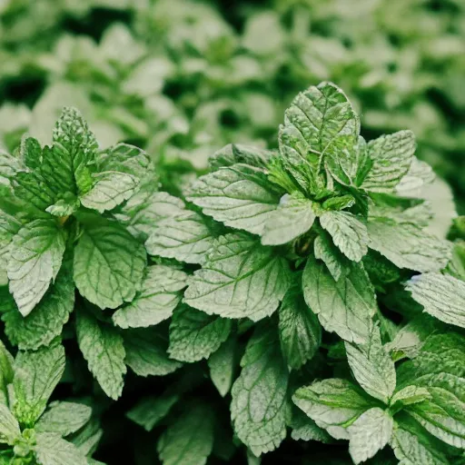 Image similar to spearmint flavored bleachers, with peppermint plants growing all around, as a promotional ad for CERTS mints