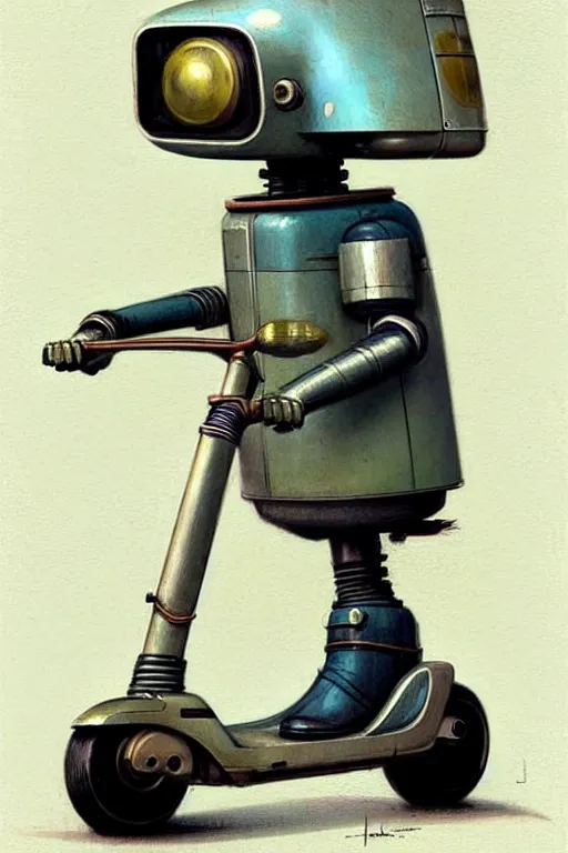 Prompt: ( ( ( ( ( 1 9 5 0 s retro future android robot scooter. muted colors., ) ) ) ) ) by jean - baptiste monge,!!!!!!!!!!!!!!!!!!!!!!!!!