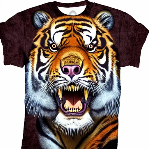 Prompt: hybrid between a tiger and a bear t